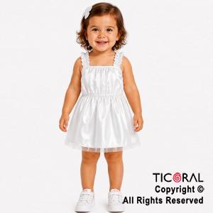 DISFRAZ PRINCESA CORTO CON BRETEL FRUNCIDO BLANCO TALLE 0
